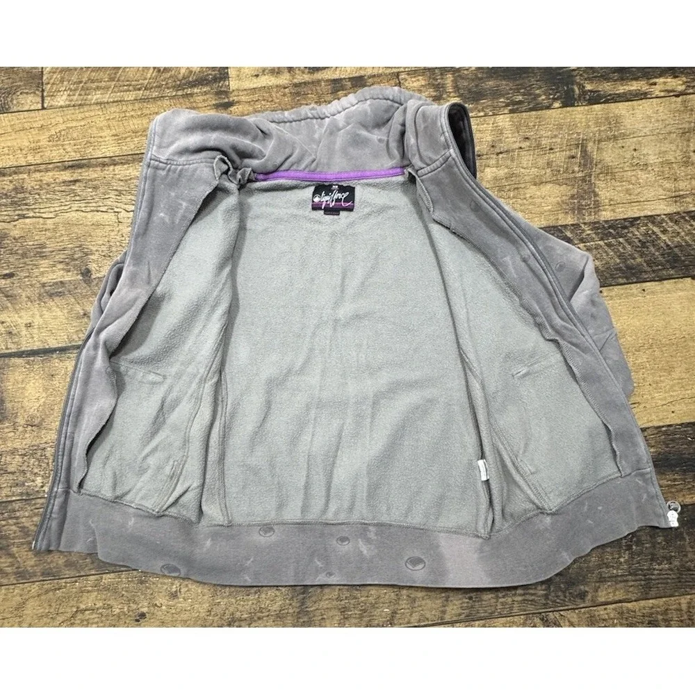 Liquid‎ Force Women's XS Sweatshirt Full Zip Y2k Skateboard Top Surf Gray Purple